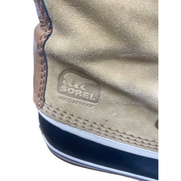 Sorel Joan of Arc Womans Tan Black Knit mid calf boots Sz 7 SKU 9565 - Picture 6 of 16